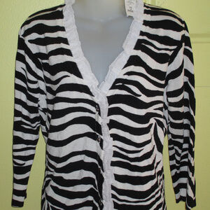 White House Black Market Zebra 3/4 Slv Sweater M